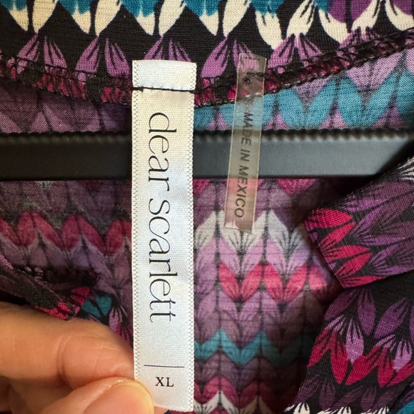 Dear Scarlett Zig Zag Stripe 3/4 Sleeve V Neck Tunic Top size XL - Picture 5 of 14